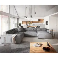 DELIFE Canapé panoramique Sirpio XL 360x260 cm Microfibre Gris Recamiere variable