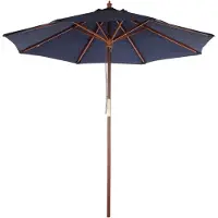 Bolero Parasol rond | bleu marine l 2,5m | Bois et polyester