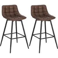 Bolt Tabouret de bar Happyment Maro Industrial – Marron – Tabouret de bar – Chaise de cuisine – Chaise de bar avec dossier – Simili cuir – Lot de 2