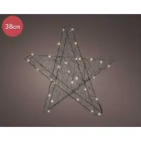 Lumineo étoile de Noël 3D en métal noir sur batterie avec 30 micro-LED - 38CM