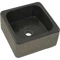 vidaXL Vasque 30x30x15 cm Pierre de rivière noire