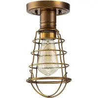 QUOIZEL Plafonnier Industrial Nordica Mixon en acier et laiton vieilli, 1 lampe E27