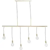 Halay Suspension Kare Pole en laiton à six ampoules, minimaliste, réglable en hauteur, douille E27, dorée