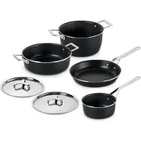 Alessi Batterie de cuisine Pots&Pans - AJM100S6 A - noir - 4 pièces - par Jasper Morrison