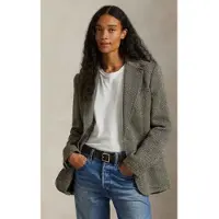 Ralph Lauren pour femme. 211891070002 Blazer à simple boutonnage en chevrons gris-vert (32), Casuel, Lin, Classique