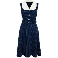 Hell Bunny Robe mi-longue Rockabilly de - Costello - Robe - XS - 3XL - pour Femme - bleu/blanc - Taille XS