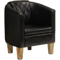 vidaXL Chaise cabriolet noir cuir véritable