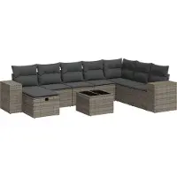 vidaXL Ensemble de jardin canapé 8 pièces avec coussins Gris Poly rotin