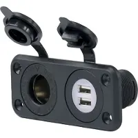 Marinco Sealink Deluxe Dual Usb Charger And Receptacle 12v Noir