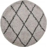 vidaXL Tapis shaggy à poils longs moderne beige et anthracite Ø 100 cm