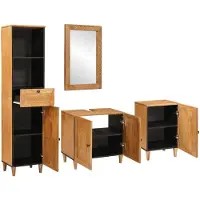 vidaXL Ensemble de meubles de salle de bain, 4 pièces, bois imitation bois, couleur marron