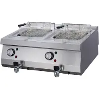 Maxima - Friteuse Gastro Heavy Duty - 2 x 12 l - Double unité - 70 cm de profondeur - Avec robinet de vidange - Electrique