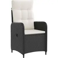 vidaXL Ensemble de table d'extérieur , 3 pièces, noir et blanc crème, en polyrotin