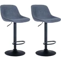 CLP Lot de 2 tabourets de bar Loft avec dossier et rotation à 360°, bleu, revêtement en tissu