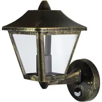 Osram Appareil d'éclairage de plafond ENDURA Classic, avec détecteur, noir et or, culot E27, indice de protection IP44, idéal pour les espaces extérieurs, puissance maximale 60 W, sans ampoule
