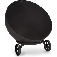 Blumfeldt Brasero Exterieur pour le Jardin et Terrasse, Brasero Grill Portable, Couverture Pluie, Bol en Acier, Brasero BBQ Rond avec Foyer Camping, Brûleur à Bois, Résistant Intempéries, Tisonnier