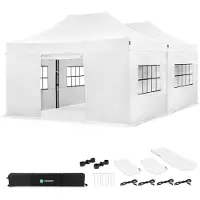 Vonroc Tente de réception 6x4,5 m blanche – 2 tonnelles pliantes avec parois, kit de connexion, étanche & UV 50+ |