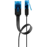 Goobay Câble patch plat CAT 6A, U/UTP, noir, 15 m - Conducteur en cuivre (CU)