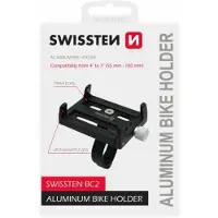 Swissten Porte-vélos en aluminium, Support pour smartphone, Noir
