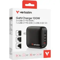 Verbatim 32231 Mini chargeur GaN 4 ports 100 W (UE/Royaume-Uni/États-Unis)