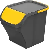 Mondex Stack n sort grey bucket with yellow lid 30 x 40 x 34 cm 25 l, Poubelle, Gris, Jaune