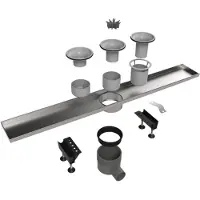 Easy drain Multi élément encastré sans grille avec garde d'eau 30/35/50mm 9,8x80cm profondeur d'encastrement à partir de 79mm avec sortie latérale edmi800