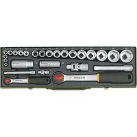 Proxxon Industrial Industrial Jeu de clés à douille métrique 1/4 (6.3 mm), 1/2 (12.5 mm) 27 pièces 23020