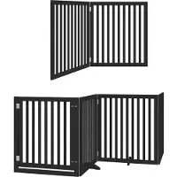 vidaXL Porte pour chien 6 pièces avec porte Pliable Noir 480 cm Bois de peuplier