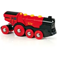 BRIO Locomotive Rouge Puissante à piles - Circuit de train en bois - Ravensburger - Dès 3 ans - 33592