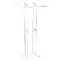 Vevor Pupitre de Conférence 126,5 cm, Podium sur Pied en Acrylique, Lutrin pour Présentation avec Large Surface de Lecture, Butoir de Livre et Étagère de Rangement, pour Bureau École Mariage Concert