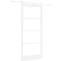 vidaXL Porte coulissante ORKDAL, blanche, 93 x 211 cm, en pin massif et verre