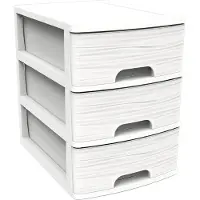 Eda 010321 BL.CER Boîte à tiroirs EDA STONE, DIN A4, 3 tiroirs, PP, blanc