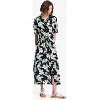 Roxy Island Escape Printed Short Sleeve Midi Dress Noir M Femme