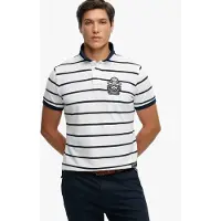 Superdry Crest Stripe Short Sleeve Polo Blanc 3XL Homme