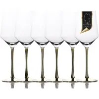 Intirilife 6x verre à vin avec pied doré - 380 ml capacité - vin rouge vin blanc verre calice verre cristal antichoc