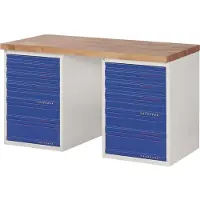 TECWERK Etabli série BK 650 L1500xP700xH840mm Hêtre gris clair / bleu gentiane 12 tiroirs