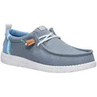 HeyDude pour homme. HD43086 Trainers Wally Craft Linen grey (44), Tissu, Plat, Lacets, Casuel, Gris