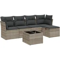 vidaXL Ensemble de salon de jardin 5 pièces avec coussins gris clair Poly rotin