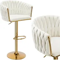 EHokery Cofton Gold Bar Hocker Cream White