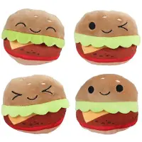 VAN MANEN Fluffy Menu Zak met 4 Hamburgers Pluche - 40cm