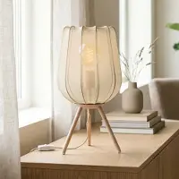LumenXL Lampe de table Solva en tissu - beige clair