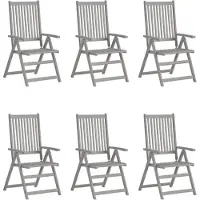 vidaXL Chaises de jardin réglables 6 pcs. Gris Acacia massif