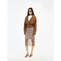ROTATE pour femme. 1156352751 Jupe midi à paillettes festonnées marron (38), Casuel, Gris, Polister recyclé