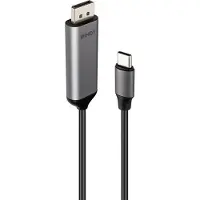 Lindy - Câble adaptateur - USB-C (M) pour DisplayPort (M) - DisplayPort 1.4 - 1 m - support 8K60Hz (7 680 x 4 320) (DSC), support pour 4K144Hz - gris