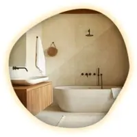 Tulup (57,5x58 cm) Miroir Lumineux LED Irrégulier Asymétrique Lumière Chaude Blanche Design Moderne Salon Chambre