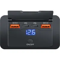 INF Chargeur USB de voiture avec commutateur de tension 4 ports Dual QC Dual PD