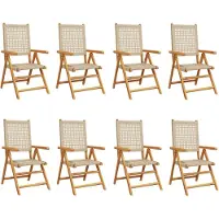 vidaXL Chaise de jardin Réglable 8 pcs. Beige Poly Rotin Massif