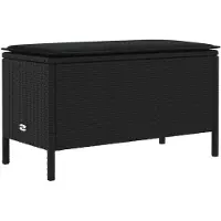 vidaXL Pouf de jardin avec coussin Noir 80 x 38 x 45 cm Rotin PE
