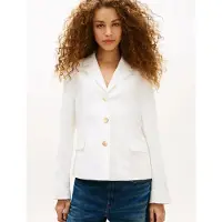 Tommy Hilfiger pour femme. WW0WW49335 Blazer slim avec boutons en or blanc (42), Casuel, Polyester