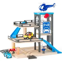 Woody Garage avec voitures et héliport